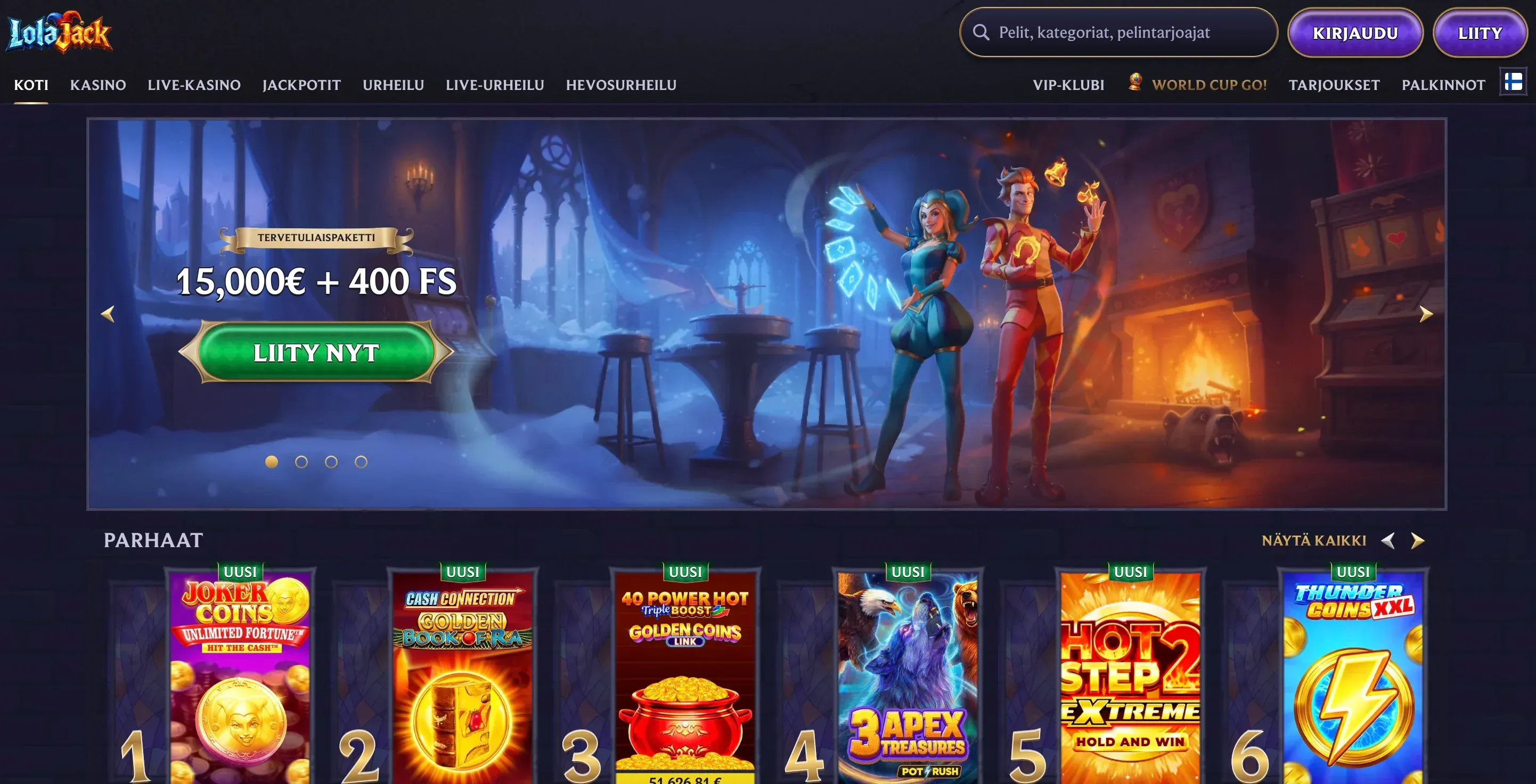 LolaJack casino kotisivu